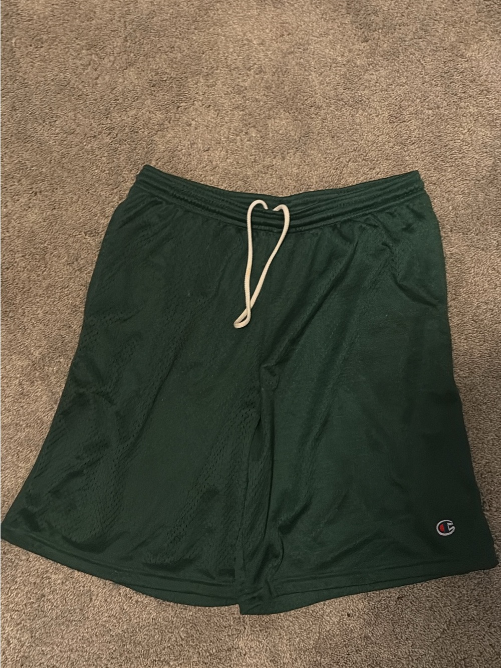 Champion Men's Dark Green Athletic Mesh Shorts with Drawstring